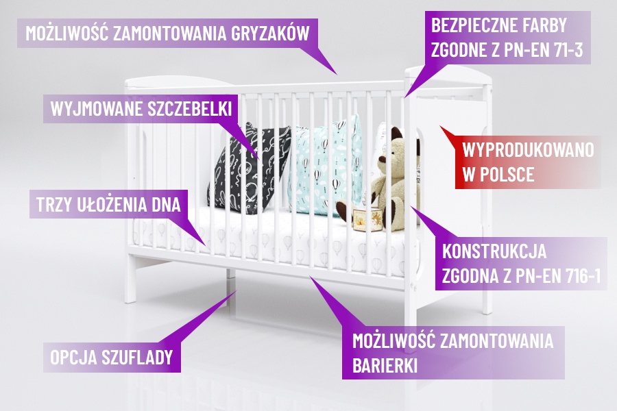 łóżeczko niemowlęce ze szczebelkami