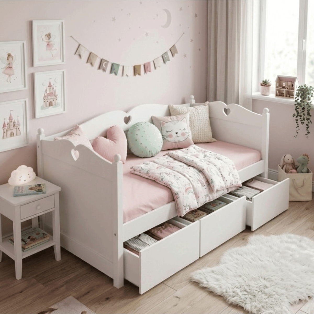 Łóżko dziecięce GLAMOUR 90x200 dla dziewczynki