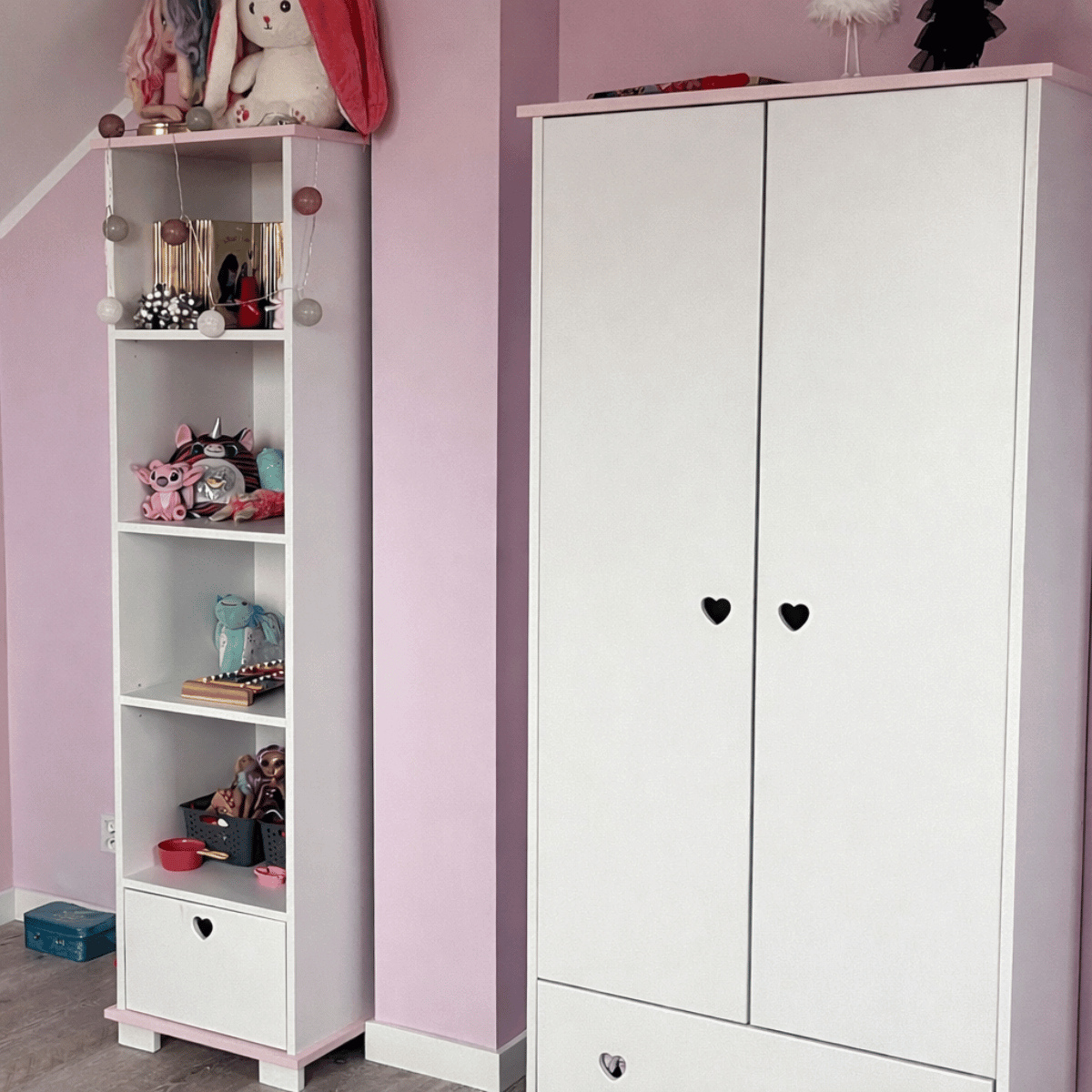 Szafa dla dziewczynki HEART wymiary i wnętrze szafy dziecięcej