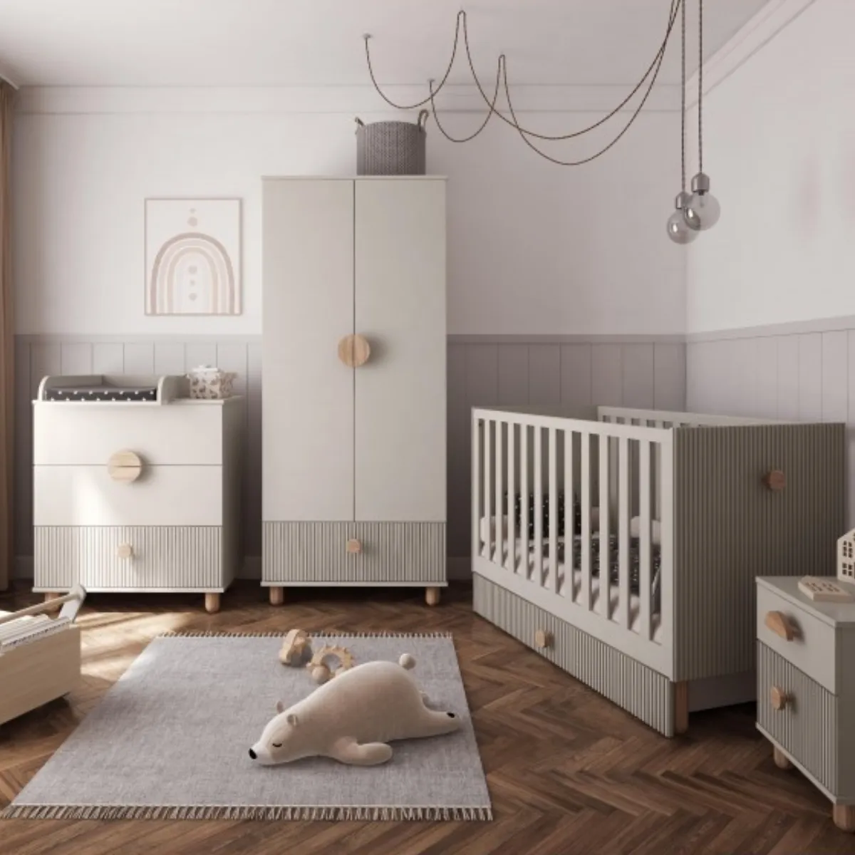 łóżeczko dziecięce kaszmir LOFT aranżacja pokoju niemowlaka