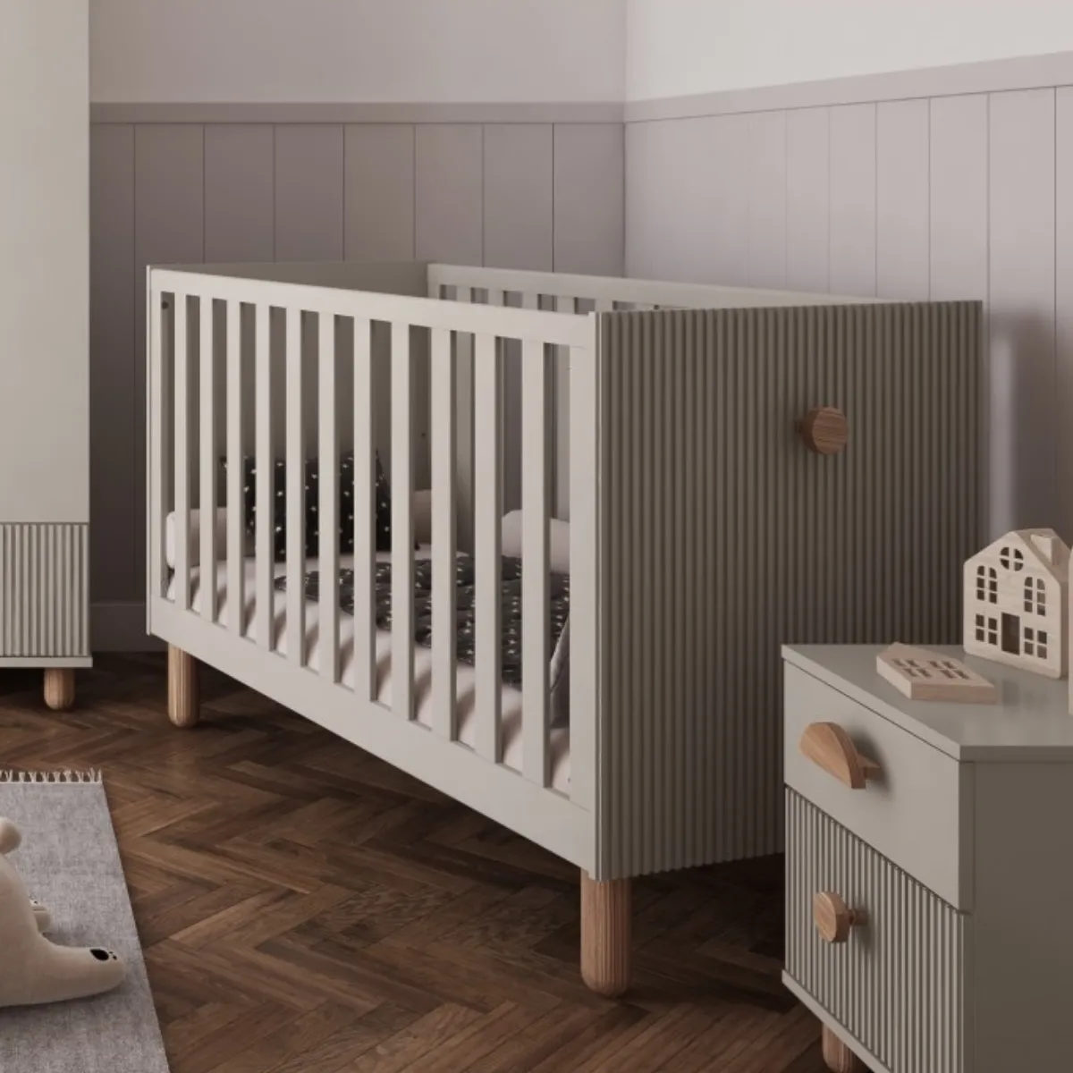 łóżeczko niemowlęce LOFT kaszmir 120x60 z szufladą do pokoju dziecka