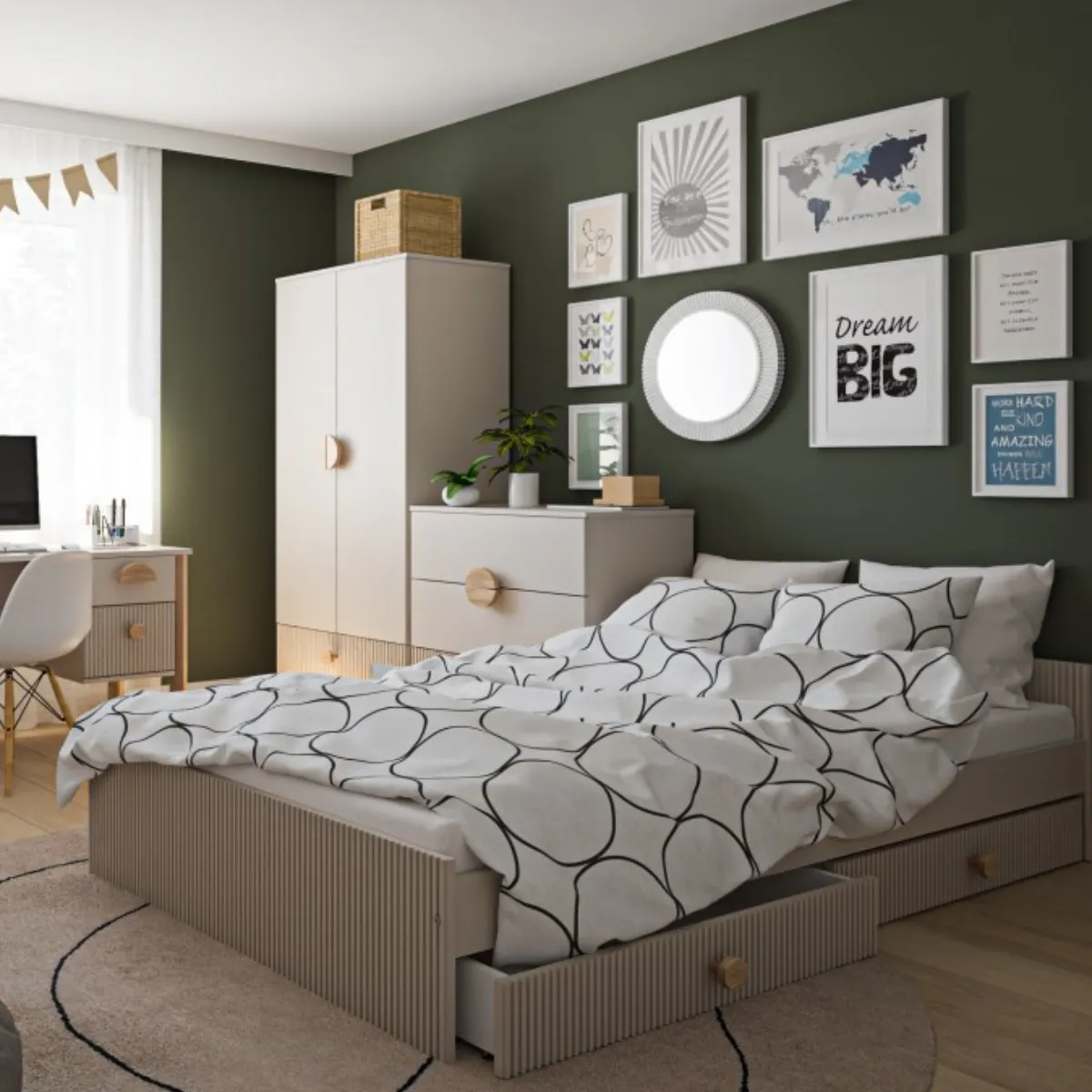 łóżko dziecięce LOFT kaszmir 120x200 do pokoju dziecka i nastolatka