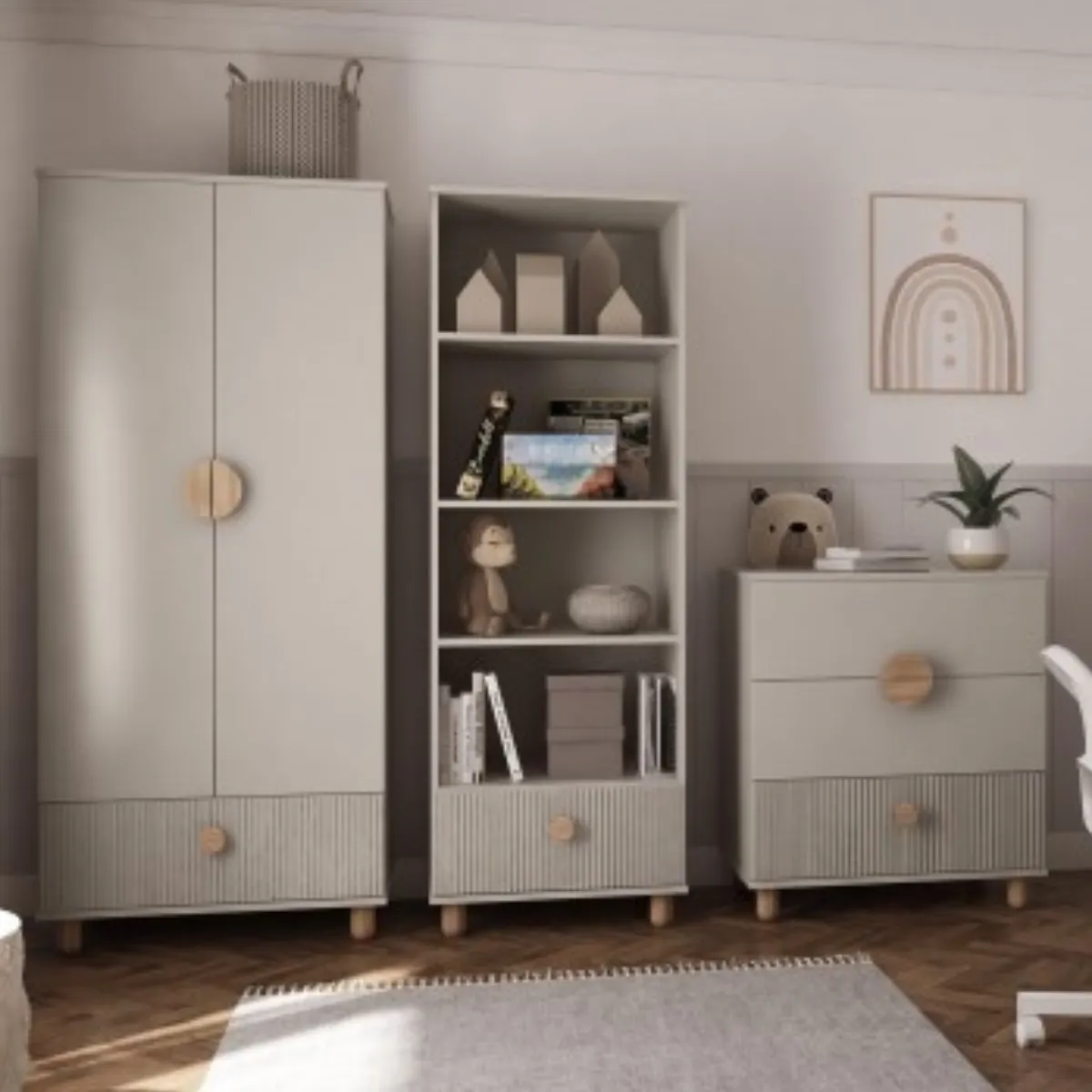 regał dziecięcy LOFT kaszmir do pokoju dziecka półki i szuflada