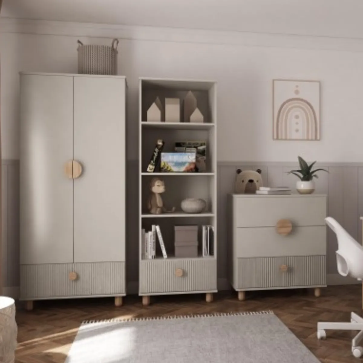 szafa dziecięca LOFT kaszmir z półkami i drążkiem