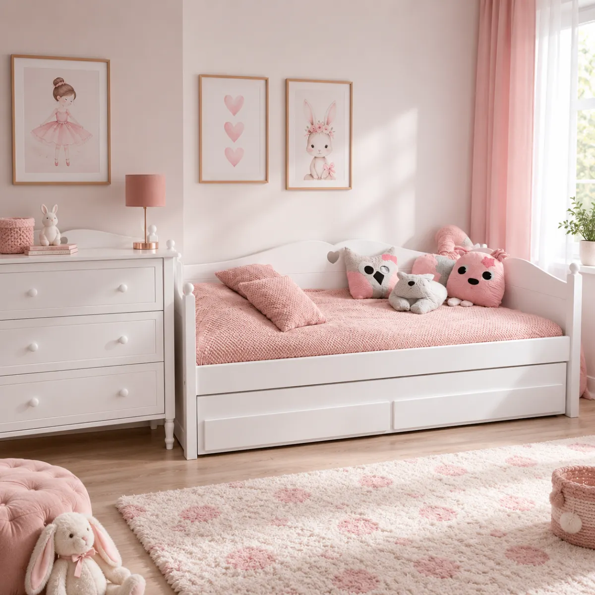 Białe łóżko GLAMOUR z dwoma miejscami do spania