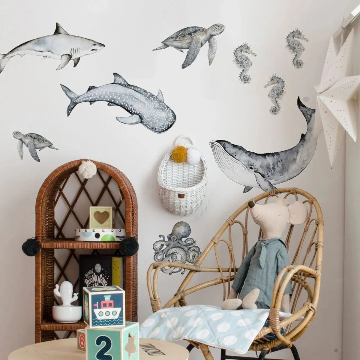 naklejki ścienne Happy Ocean Wonderland morskie stworzenia do pokoju dziecka i nastolatka
