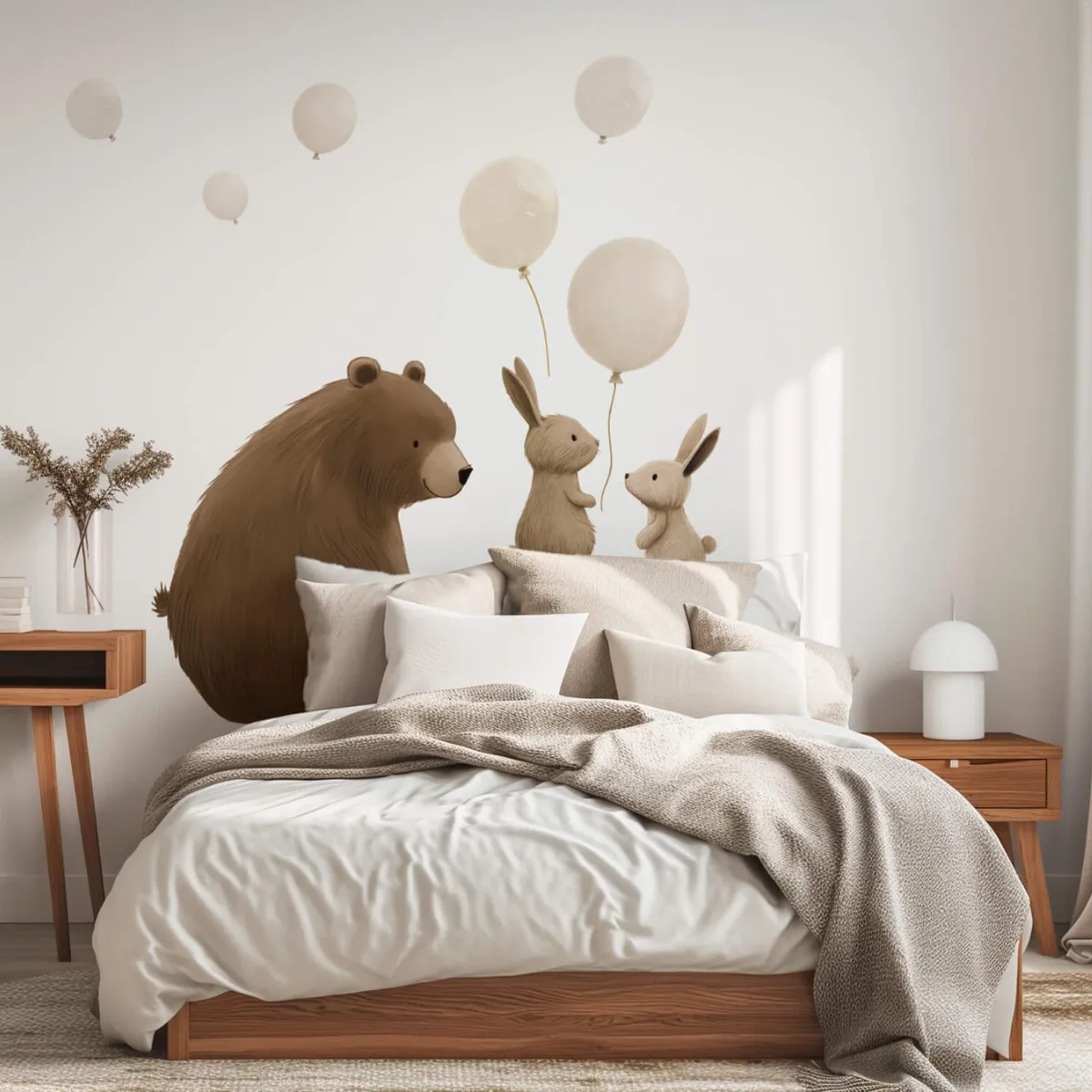 naklejki Balloon miś króliczki i balony do pokoju dziecka