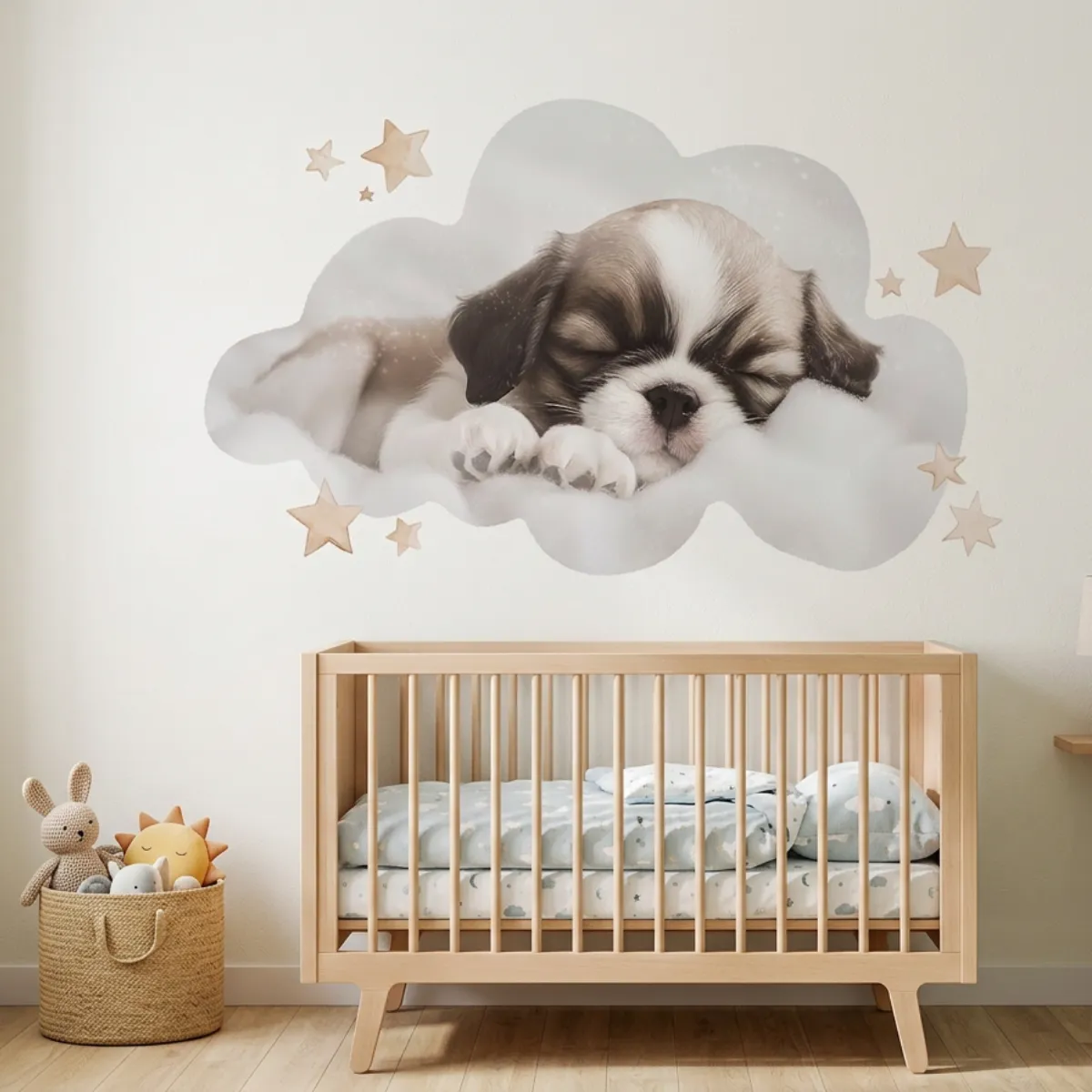 naklejka PUPPIES DREAM Shih Tzu piesek na chmurce do pokoju dziecka