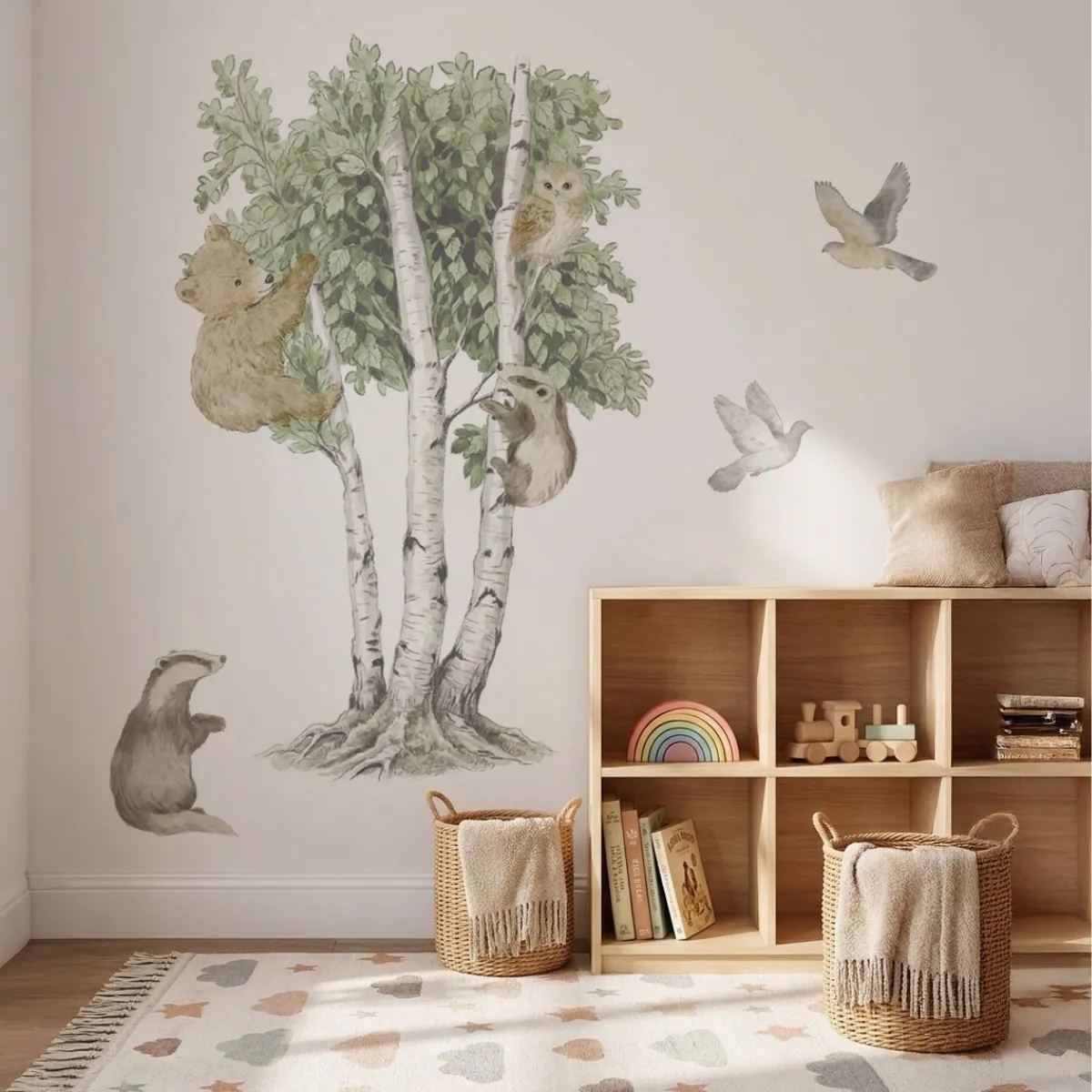 naklejka Willow Tree drzewo z leśnymi zwierzętami dekoracja ścienna do pokoju dziecka