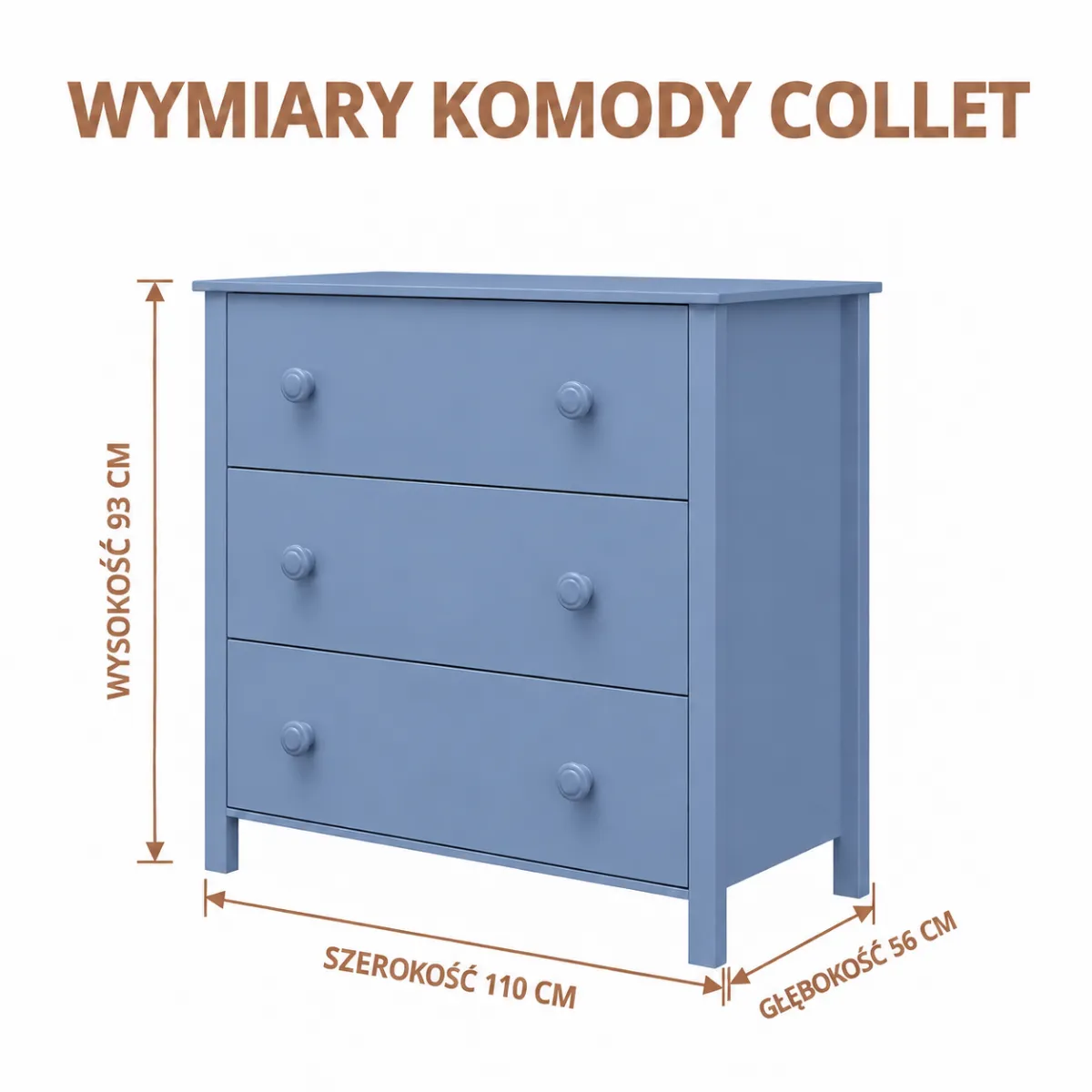 Wymiary ciemnoniebieskiej komody 3S Collet INMONDO