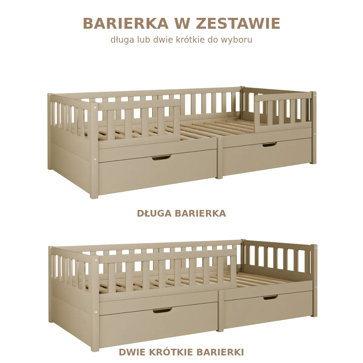 Drewniane szałwiowe łóżko dziecięce Miyo z opcjonalnymi szufladami