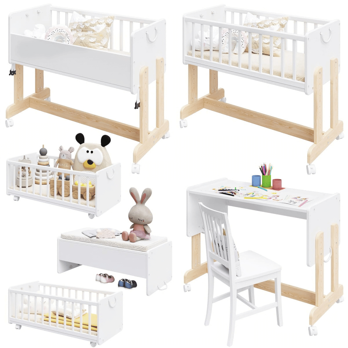 Łóżeczko dostawne LETO w sypialni