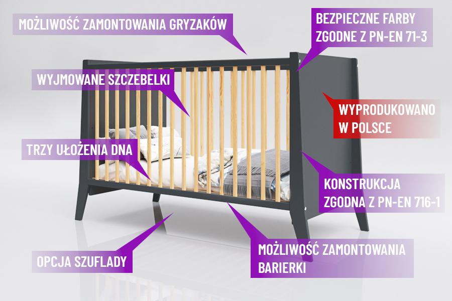 łóżeczko niemowlęce z barierką