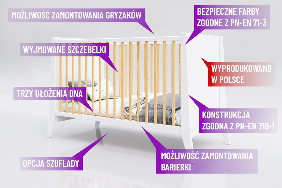 łóżeczko niemowlęce z barierką