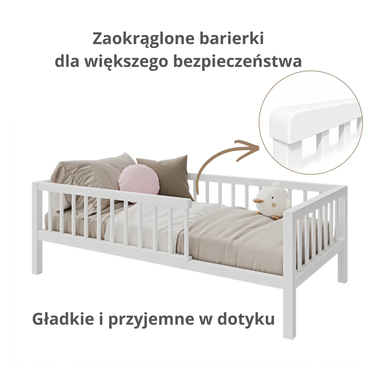 Zalety białego łóżka dziecięcego KIRA z drewna bukowego
