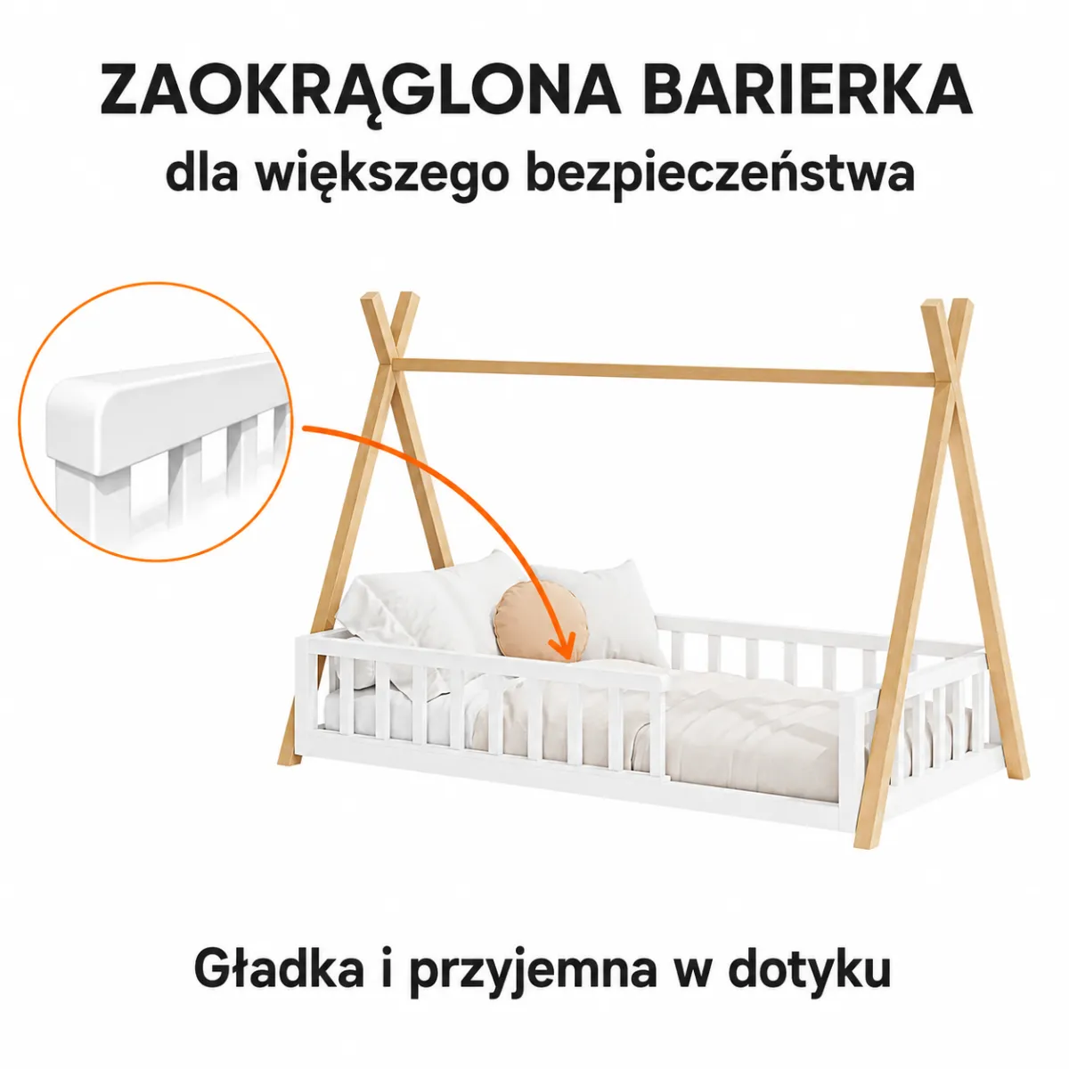 Łóżko WIGI Montessori dla dziecka na ekspozycji w showroomie FUMIO Warszawa