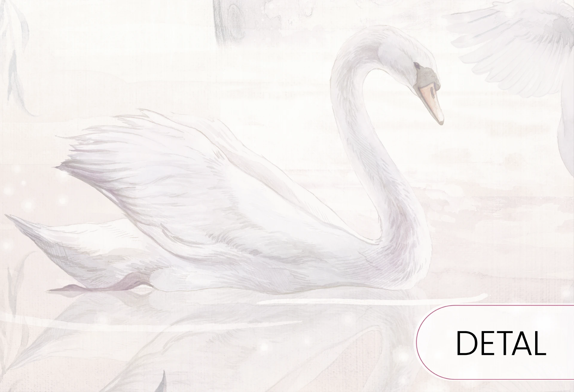detal różowej tapety z łabędziami Amore Mio Day Pink