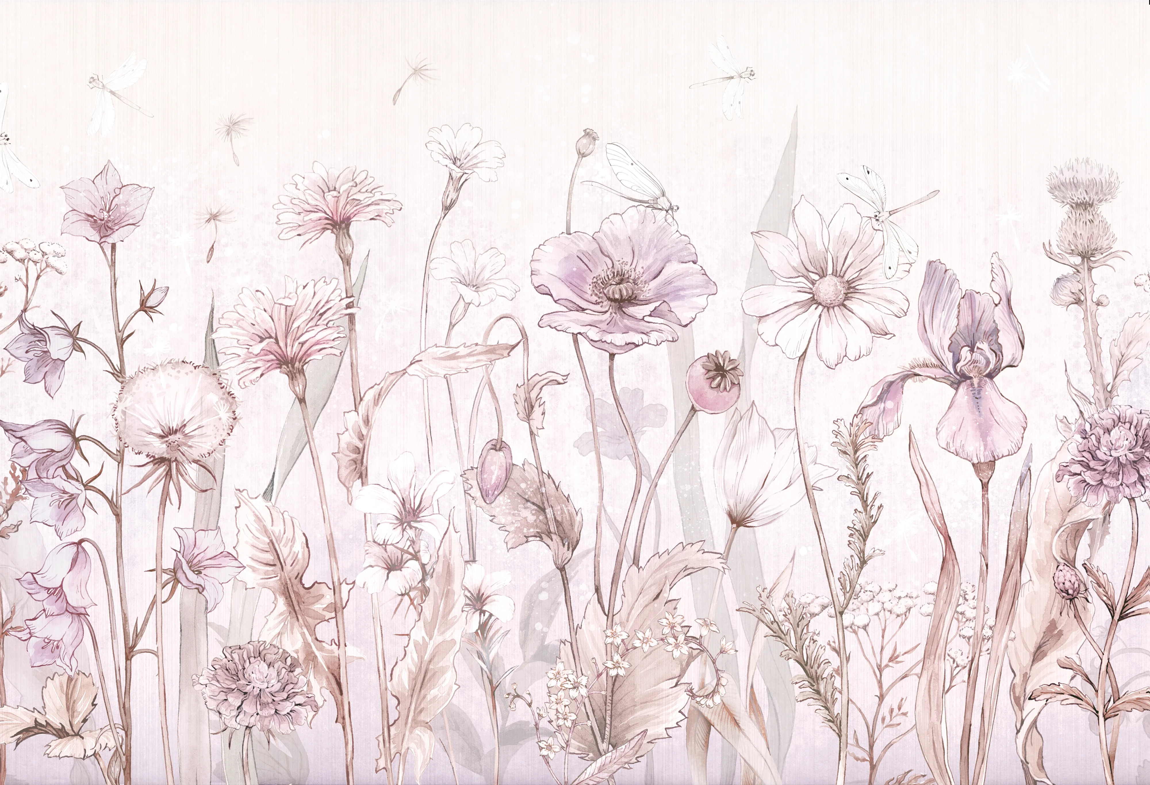 lawendowa tapeta kwiatowa do pokoju dziewczynki Spring Joy Lavender