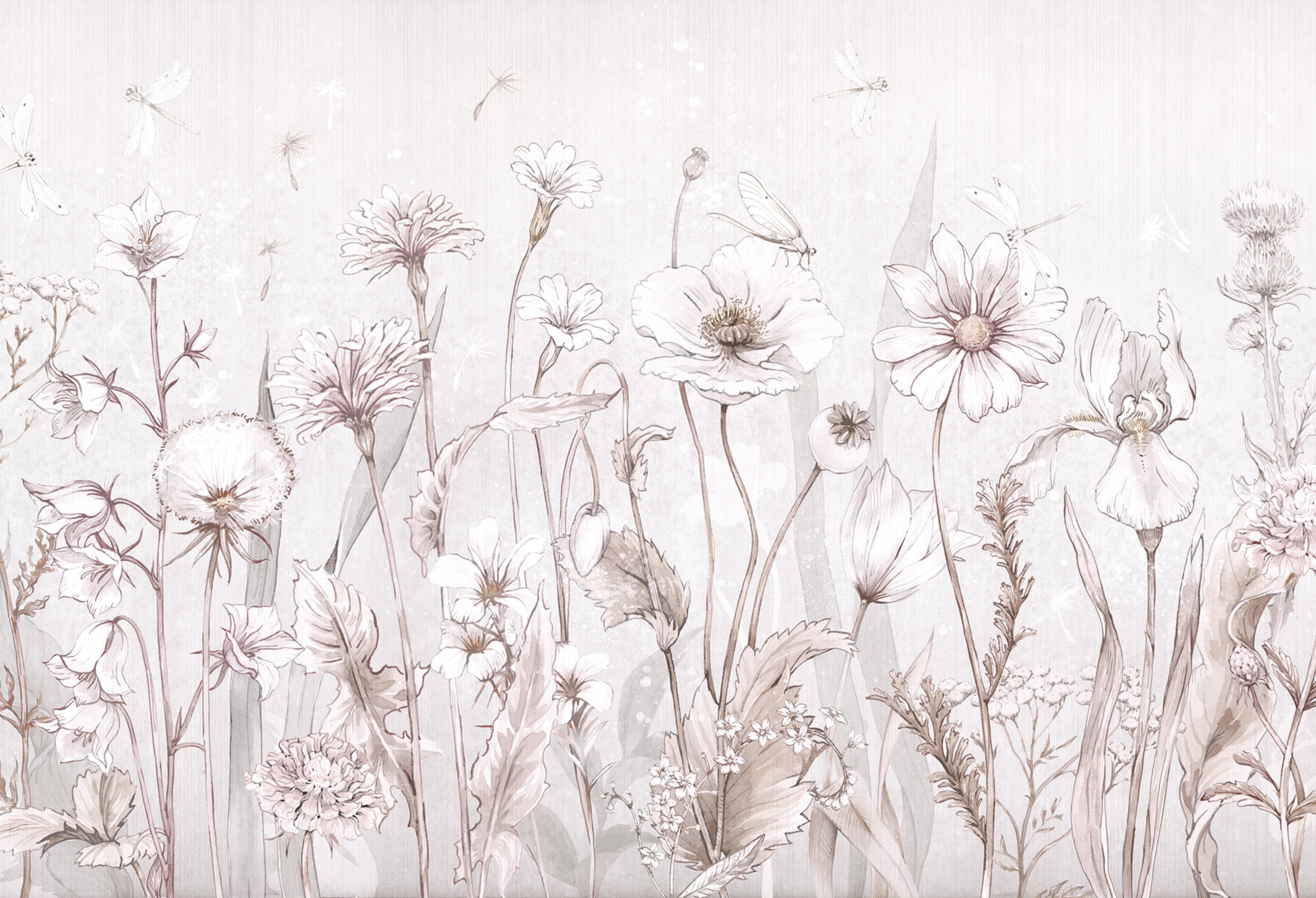 biała tapeta kwiatowa do pokoju dziewczynki Spring Joy White