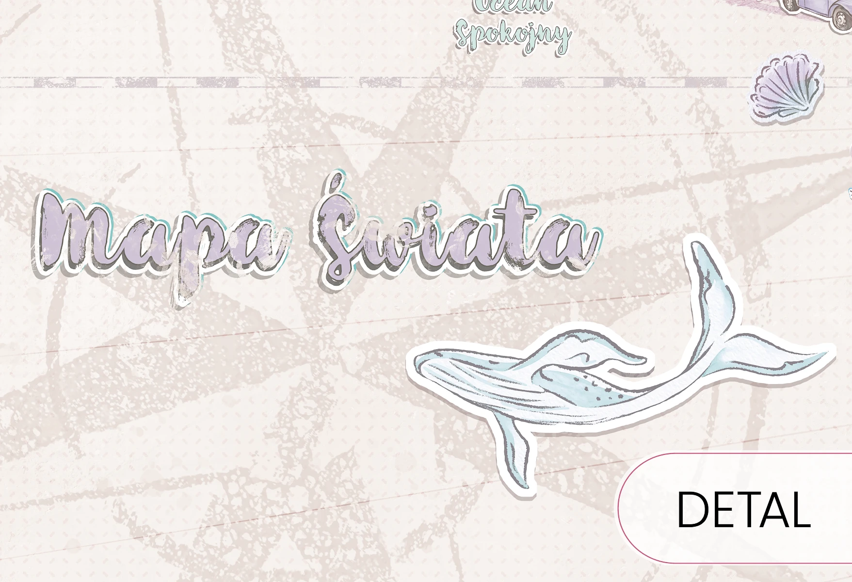 detal lawendowej tapety mapa świata dla dziewczynki