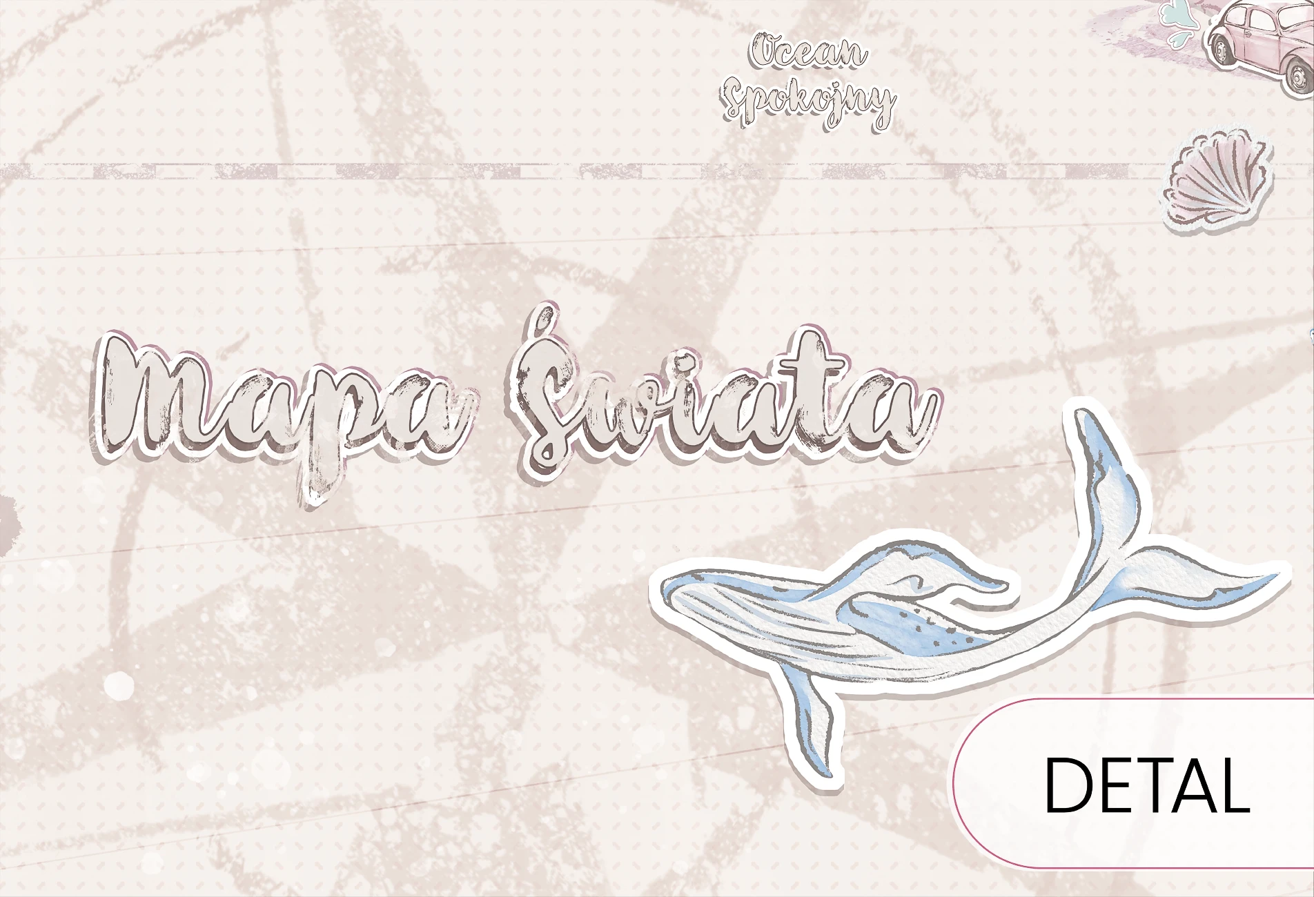 detal tapety mapa świata Baby Pink dla dziewczynki