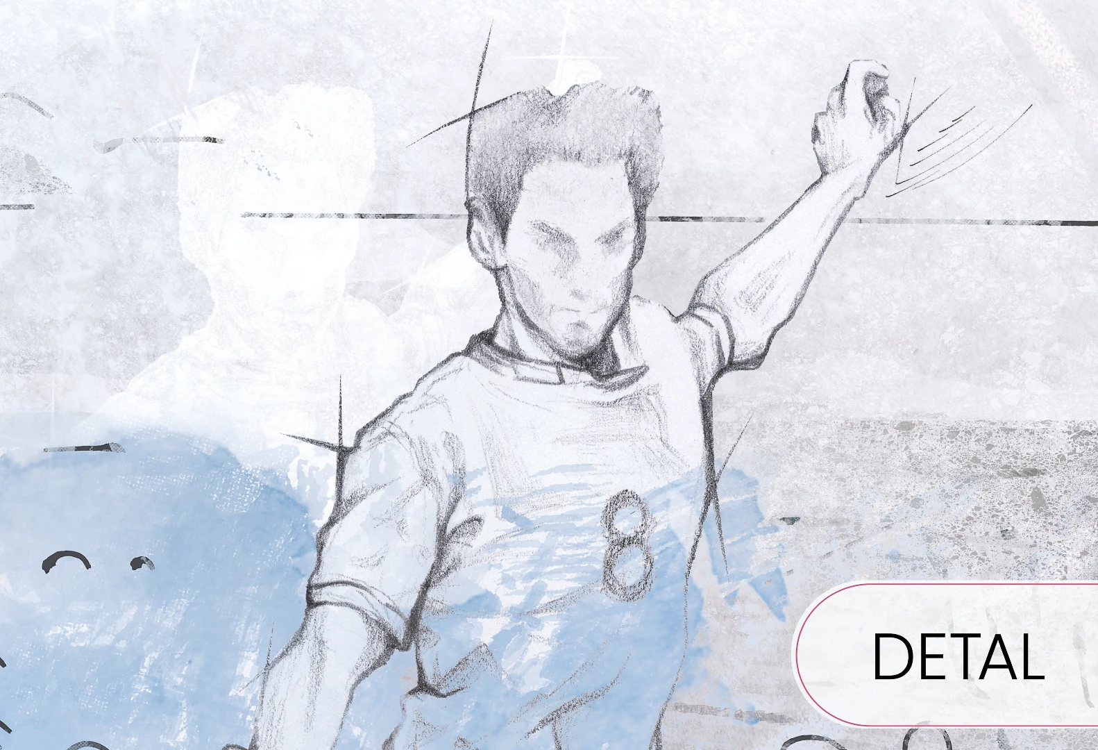 tapeta Soccer Blue z piłkarzem i motywem piłki nożnej