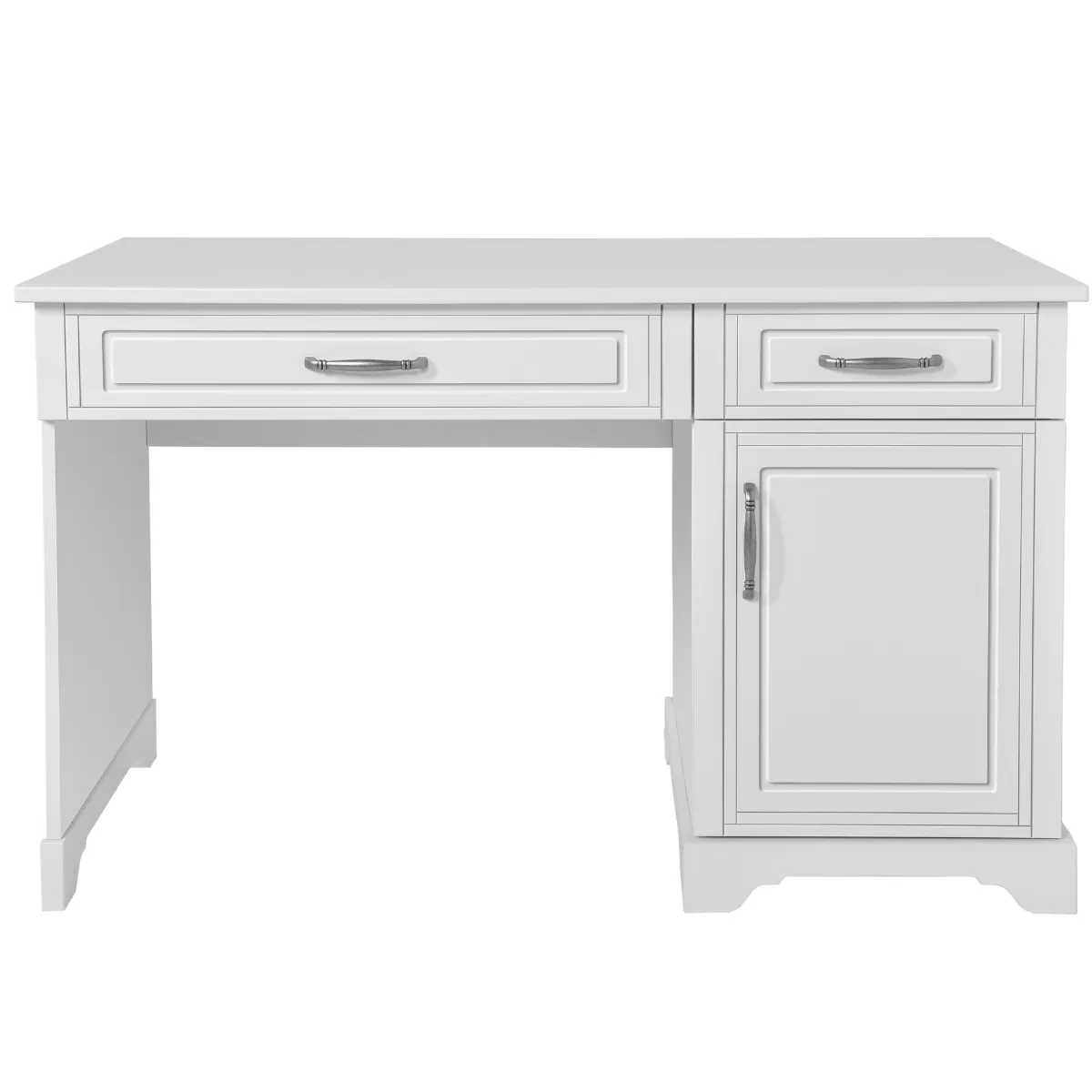 Białe biurko Melody Novelies z szufladami i szafką do pokoju dziecka