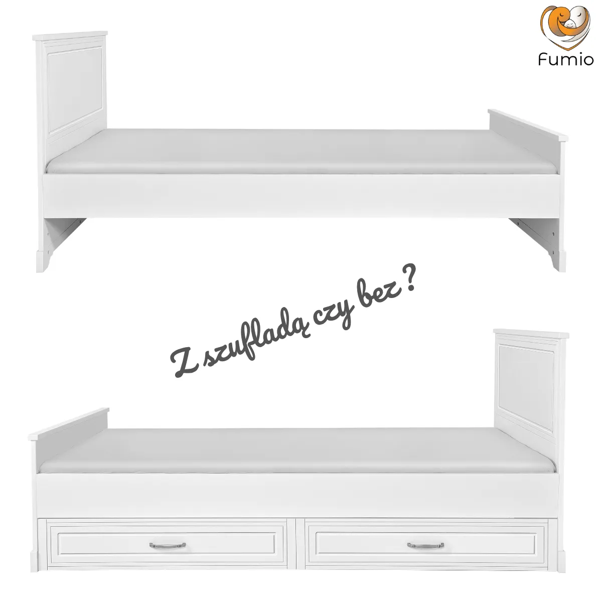 Białe łóżko Melody Novelies 90x200 z opcją 2 szuflad