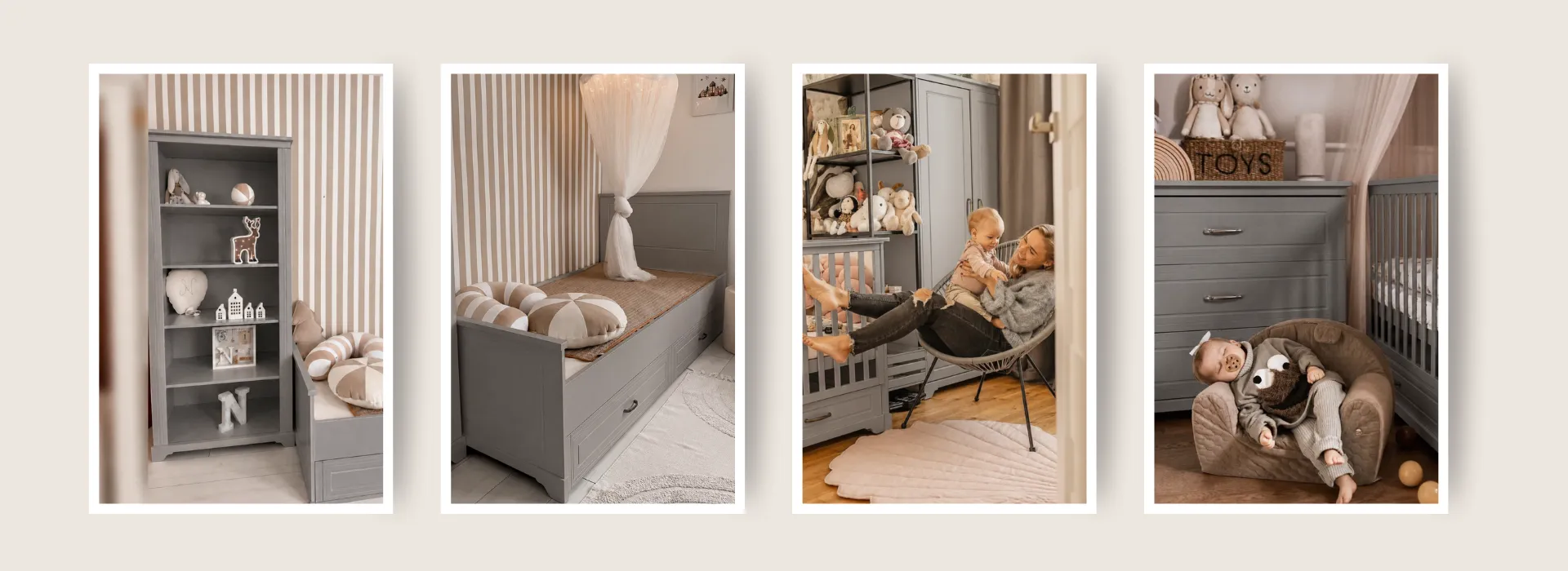 Szare meble dziecięce Melody Novelies do pokoju dziecka