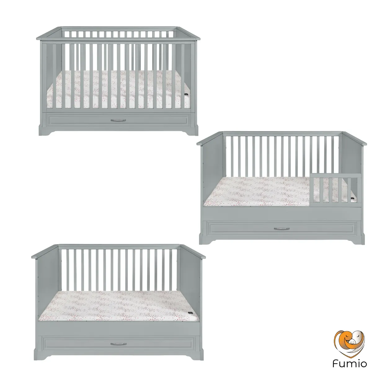 Szare łóżeczko dziecięce Melody Novelies 70x140 aranżacja pokoju dziecka