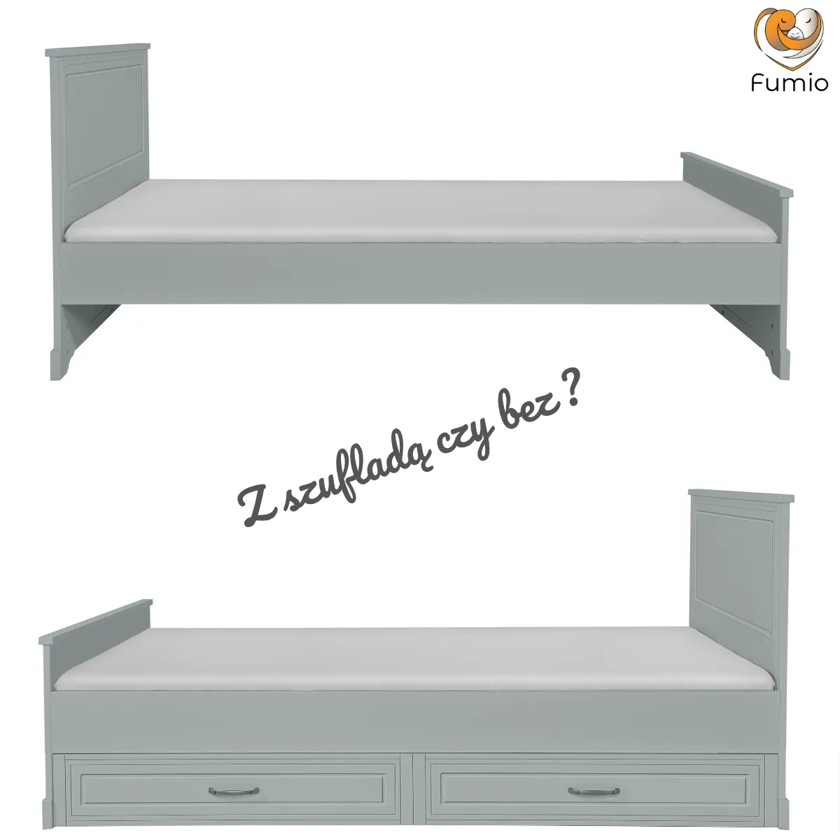 Szare łóżko Melody Novelies 90x200 z opcją 2 szuflad