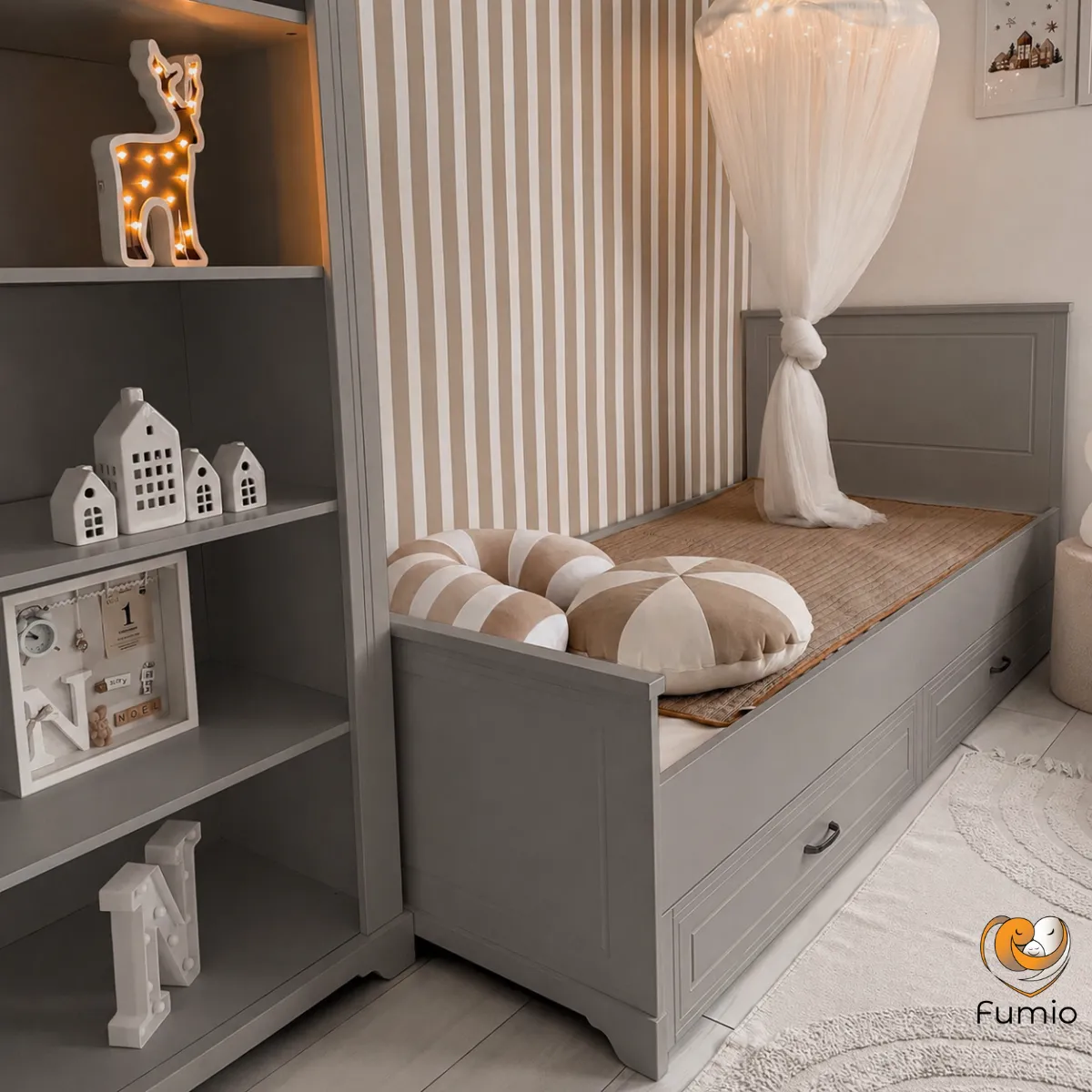 Łóżko dziecięce Melody Novelies szare 90x200 do pokoju dziecka