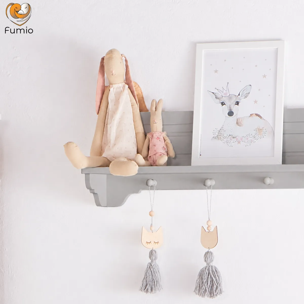 Półka dziecięca Melody Novelies szara z wieszakami do pokoju dziecka