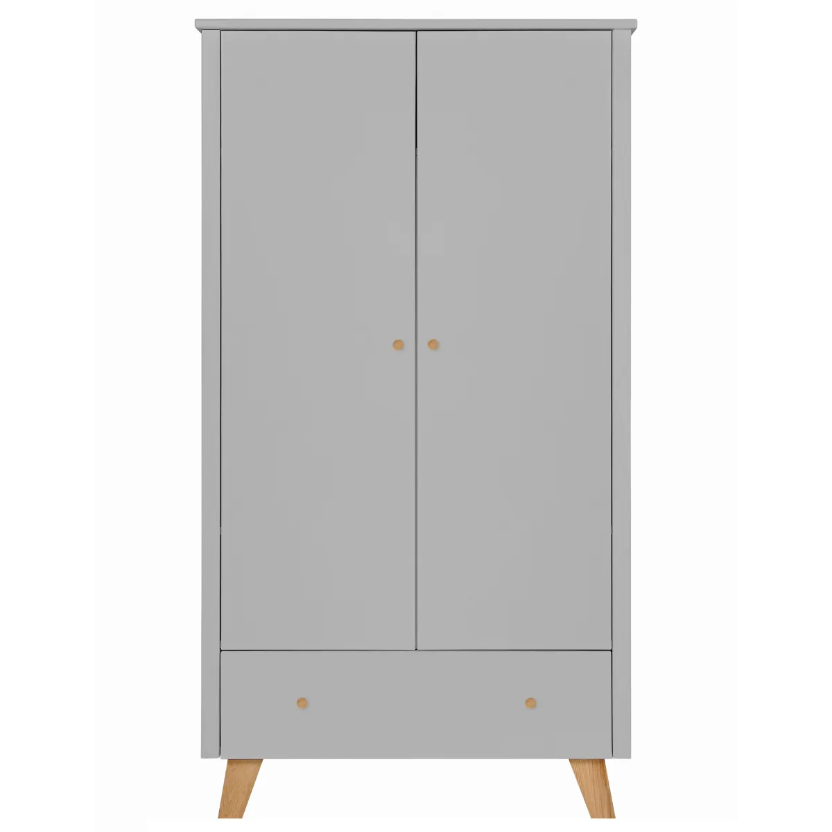 Szafa 2-drzwiowa Zara Novelies szara z uchwytami do pokoju dziecka