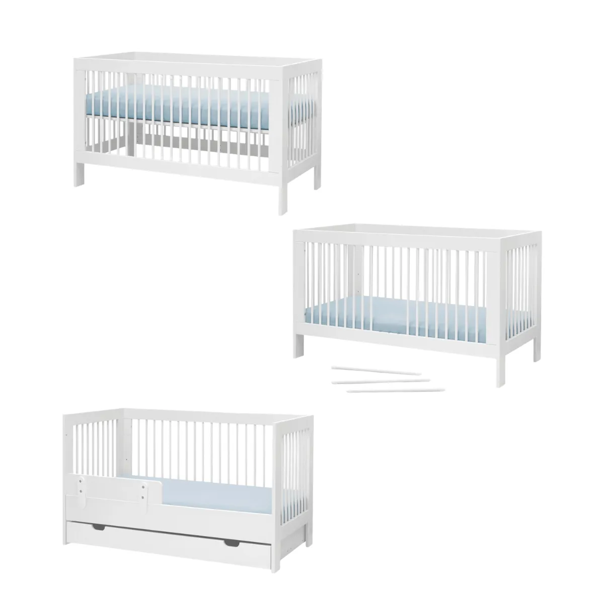 Białe łóżeczko niemowlęce Pinio Basic 140x70