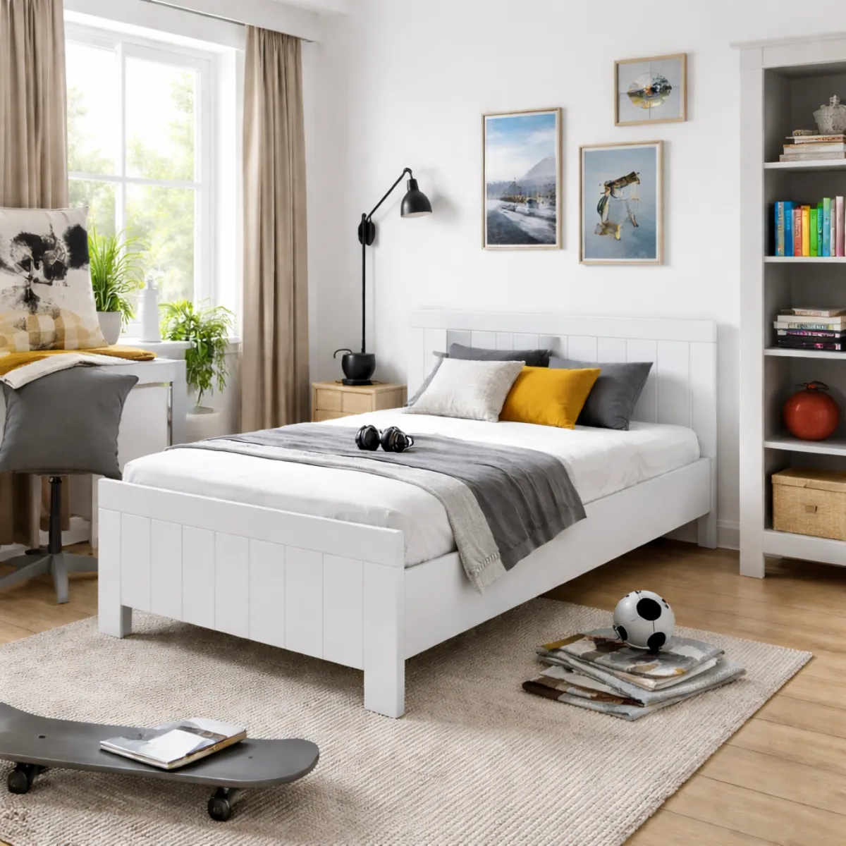 Łóżko Pinio Calmo białe 200x120 do pokoju dziecka