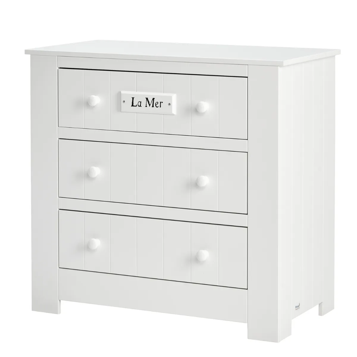 Biała komoda 3-szufladowa Pinio Marsylia w aranżacji pokoju dziecka