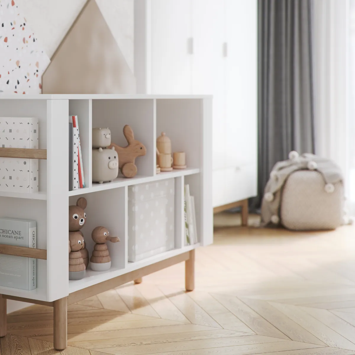 Regał dziecięcy PINIO MILOO biały aranżacja pokoju dziecka