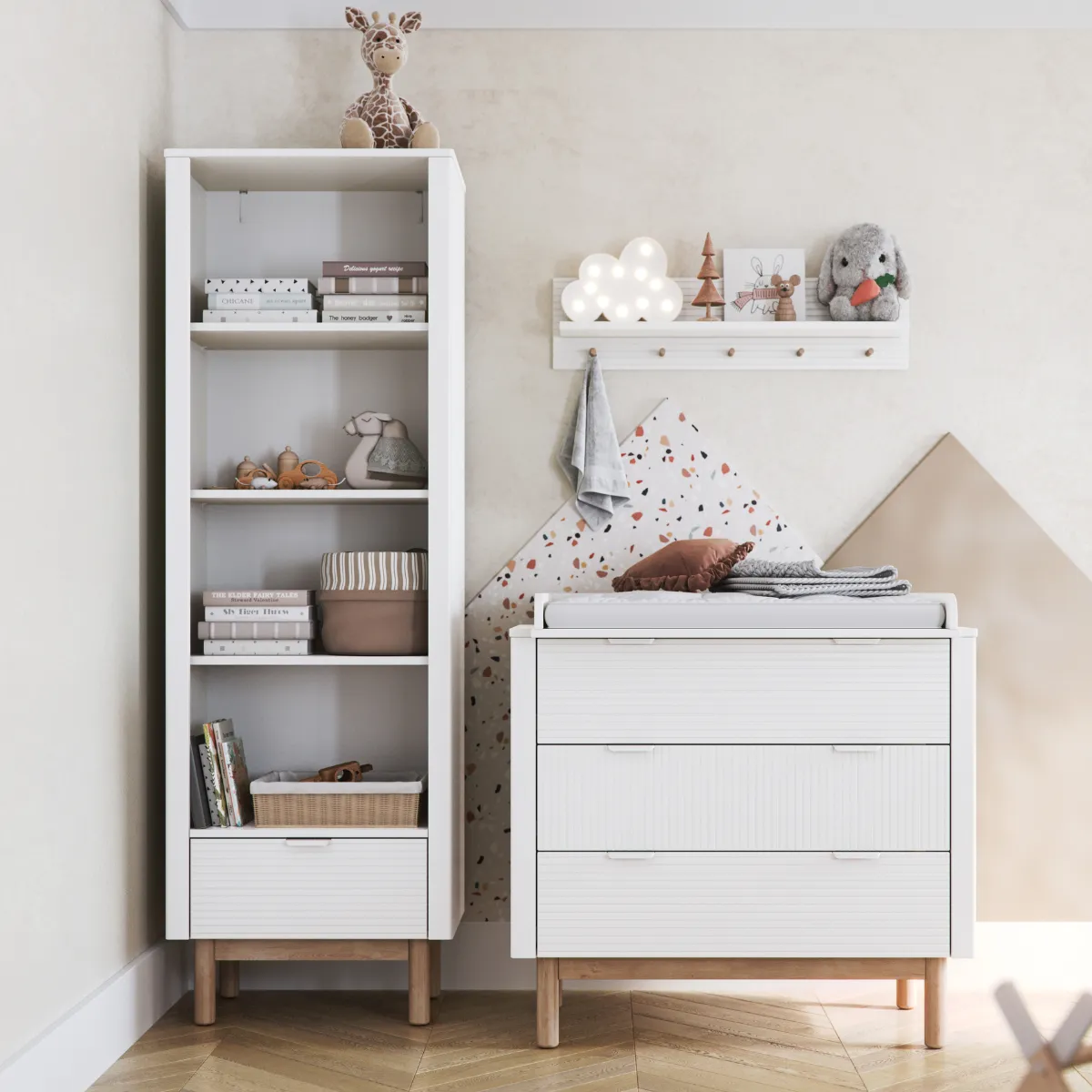 Regał wysoki PINIO MILOO biały na książki i zabawki do pokoju dziecka