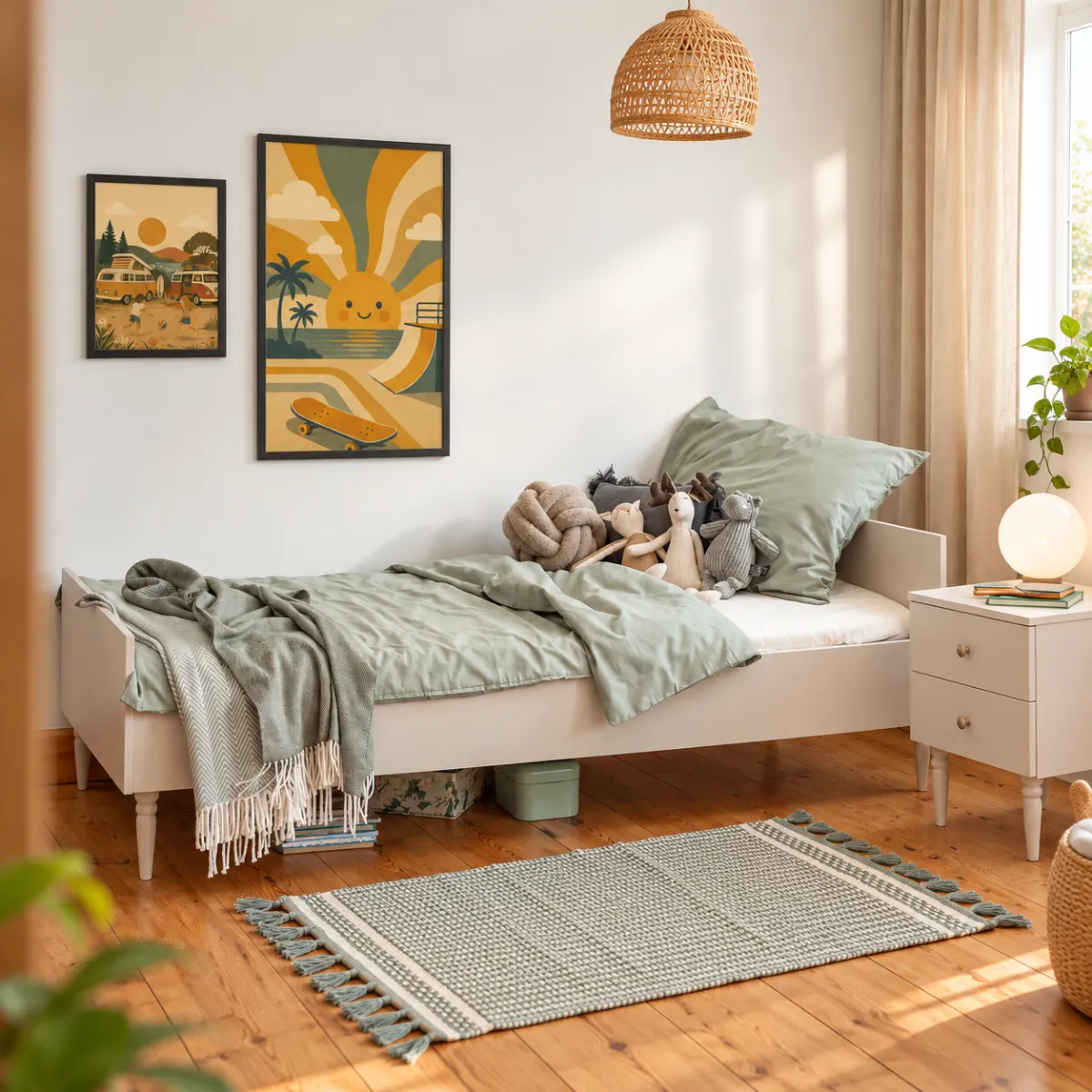 Łóżko dziecięce Pinio Petite 90x200 szampańskie w aranżacji pokoju dziecka