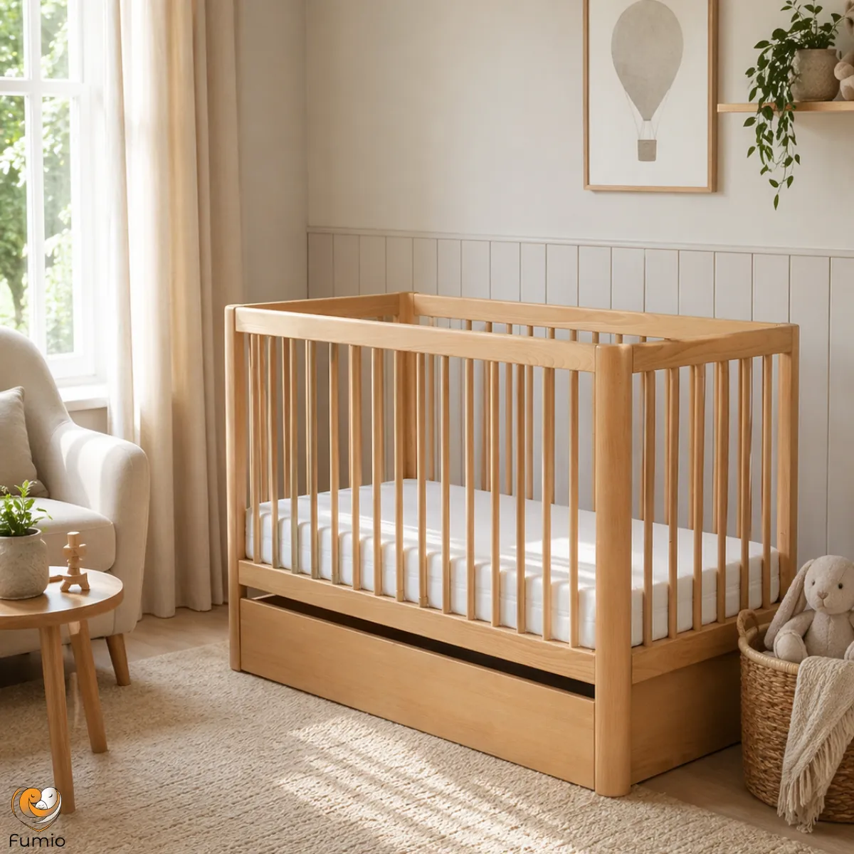 Łóżeczko-tapczanik Pinio Pure 120x60 w ciemnym drewnie