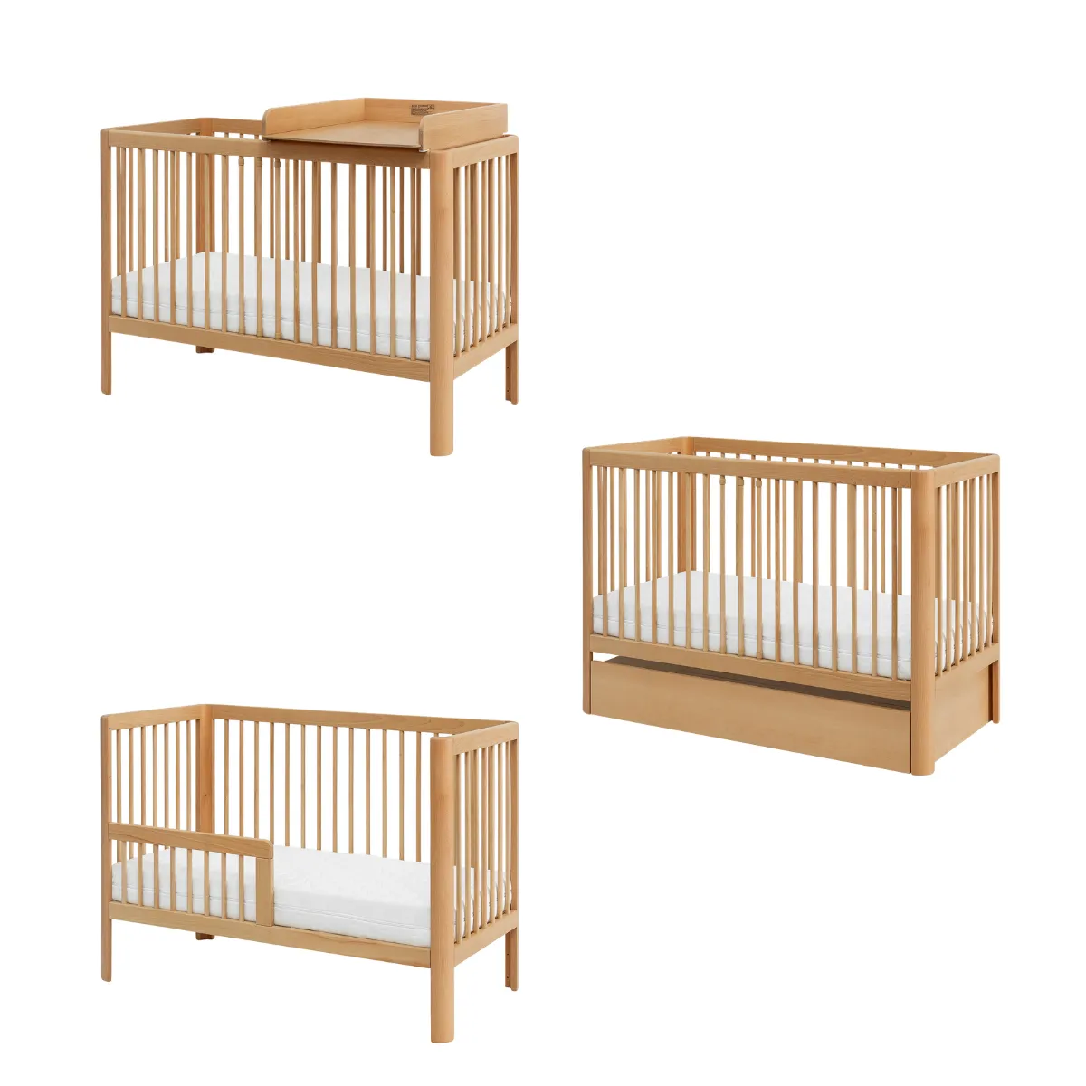 Łóżeczko niemowlęce Pinio Pure 120x60 w ciemnym drewnie