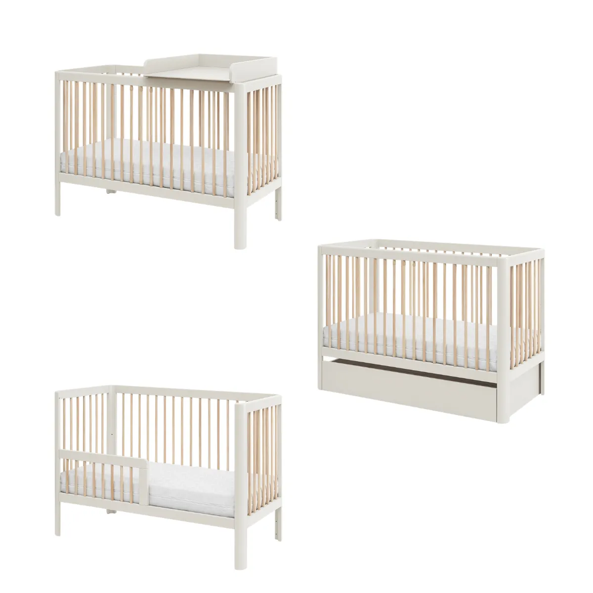 Szampańskie łóżeczko niemowlęce Pinio Pure 120x60