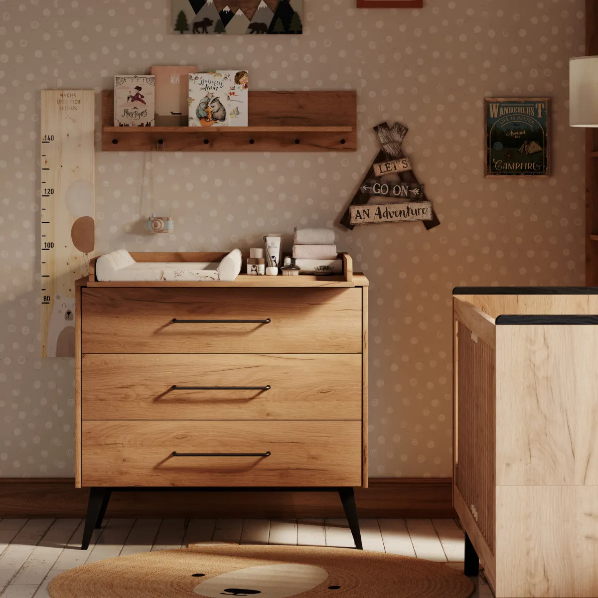 Komoda 3-szufladowa Pinio Retro z opcją przewijaka do pokoju dziecka