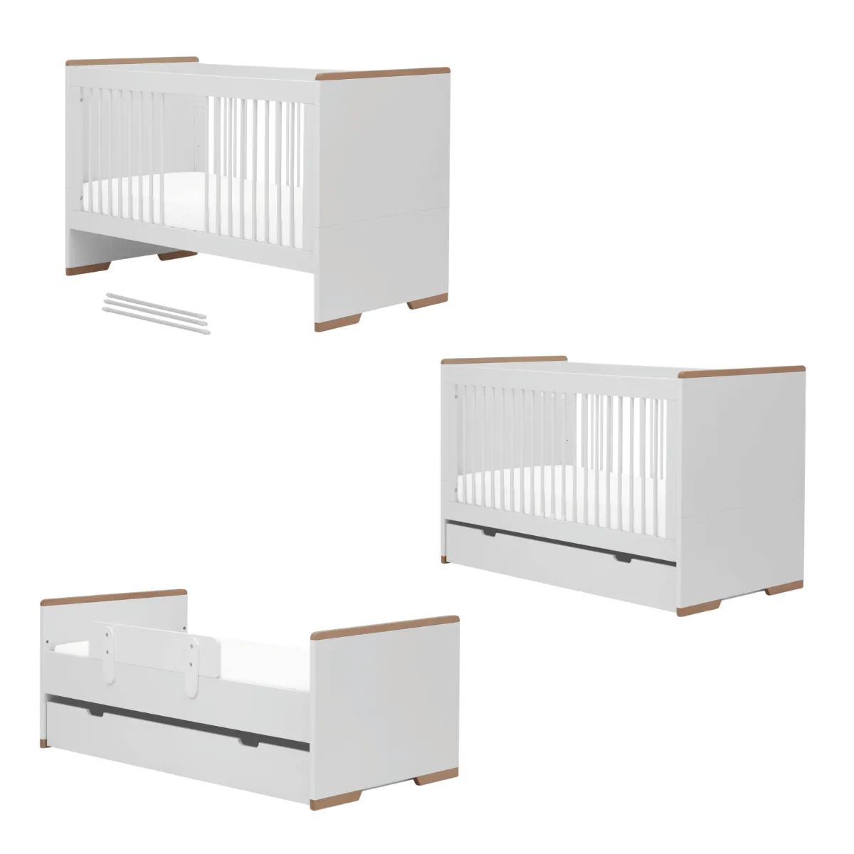 Łóżeczko-tapczanik Pinio Snap 140x70 białe