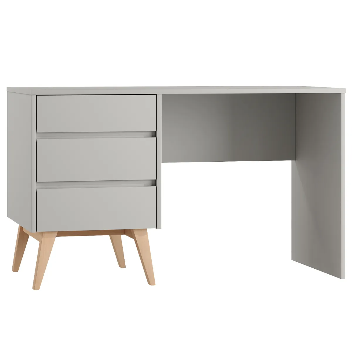 Szare biurko dziecięce PINIO SWING z szufladami w pokoju dziecka