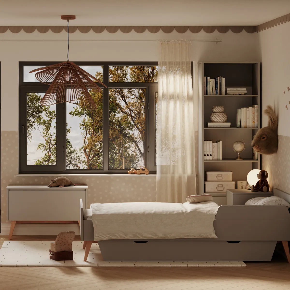 Wymiary biurka dziecięcego PINIO SWING szarego