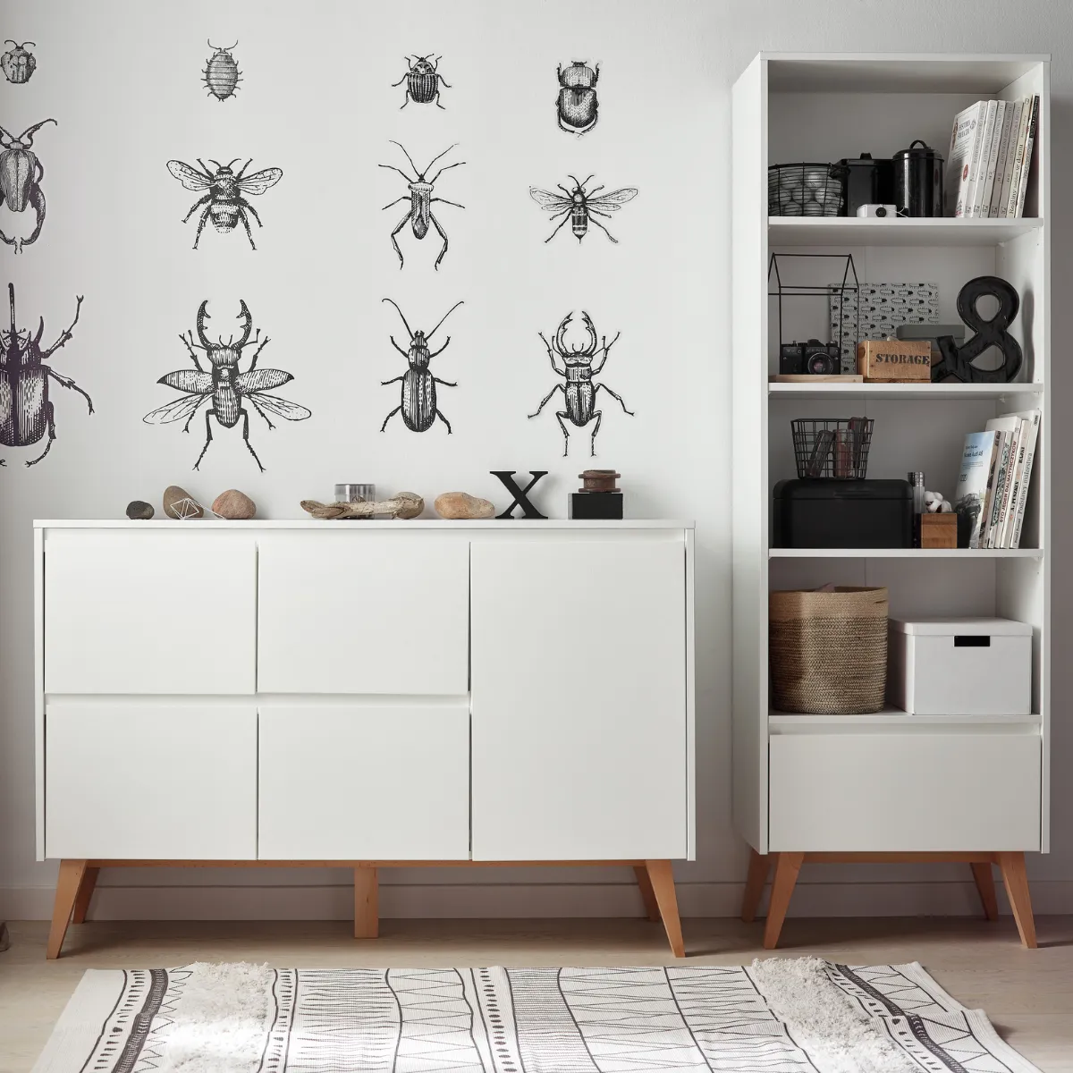 Komoda dziecięca biała PINIO SWING 4 szuflady i szafka do pokoju dziecka