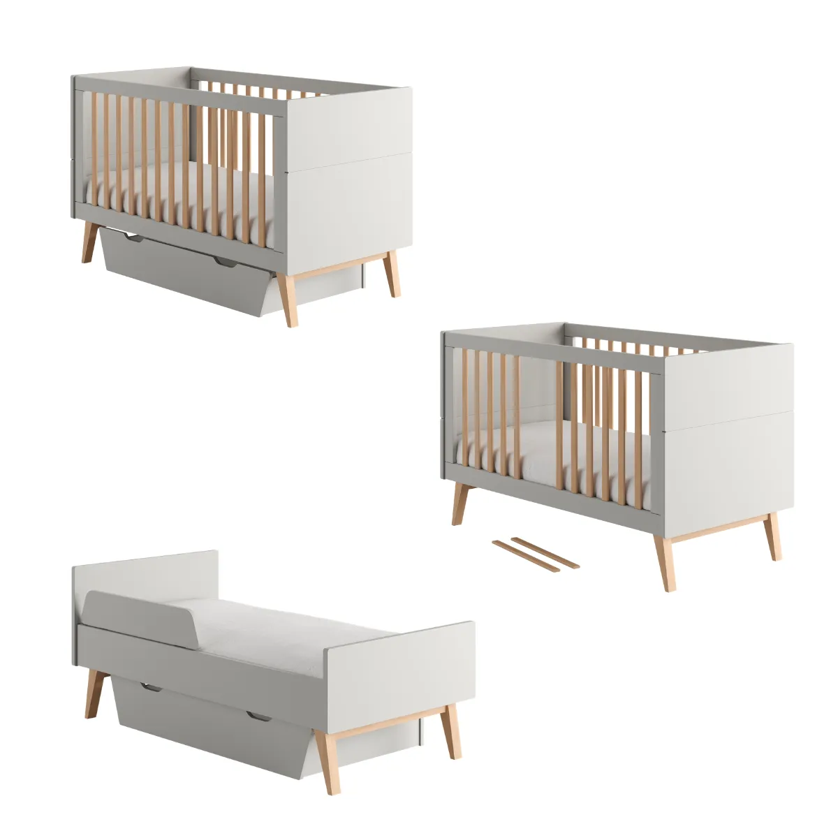 szare łóżeczko niemowlęce 70x140 PINIO SWING