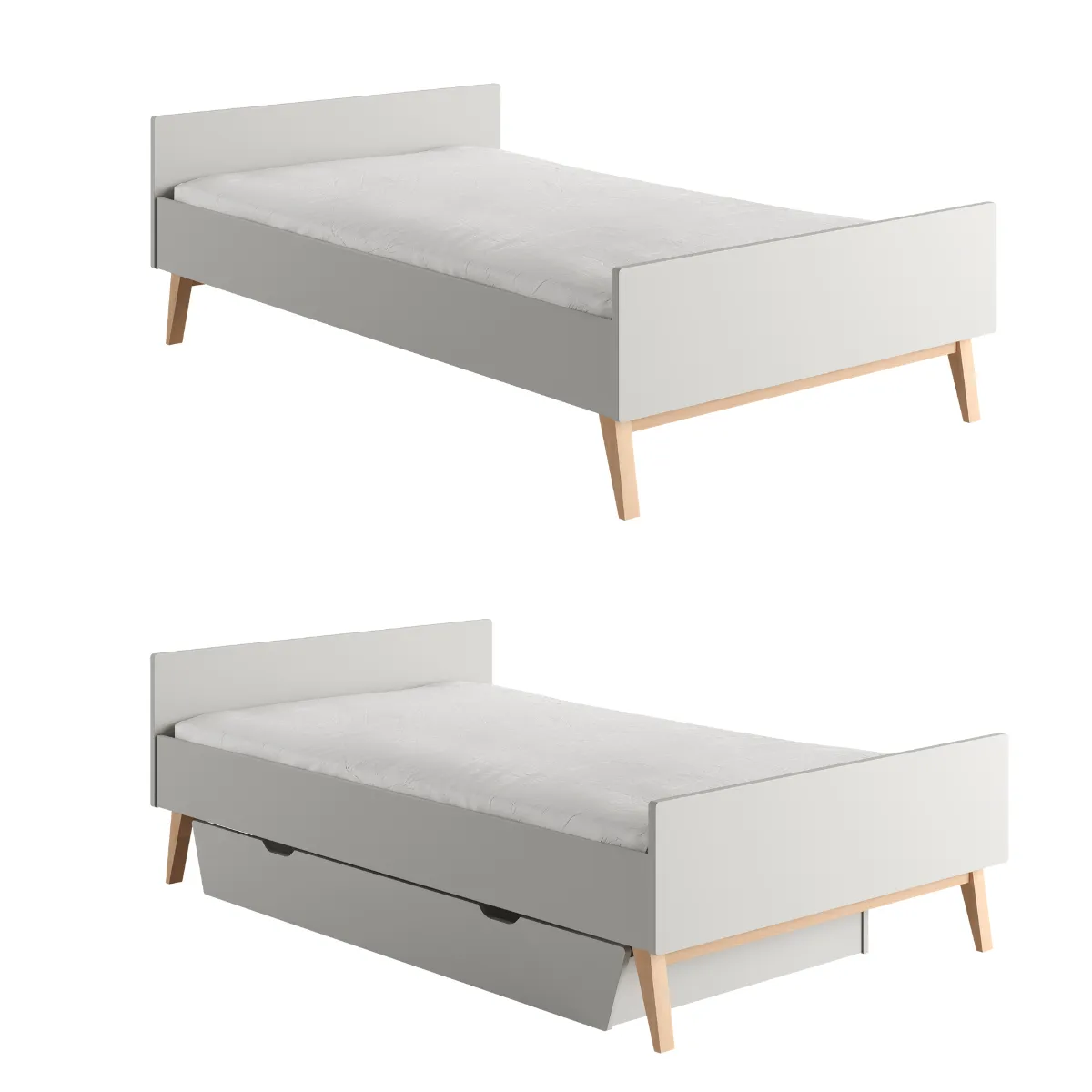 Łóżko PINIO SWING szare 120x200 w aranżacji pokoju dziecka